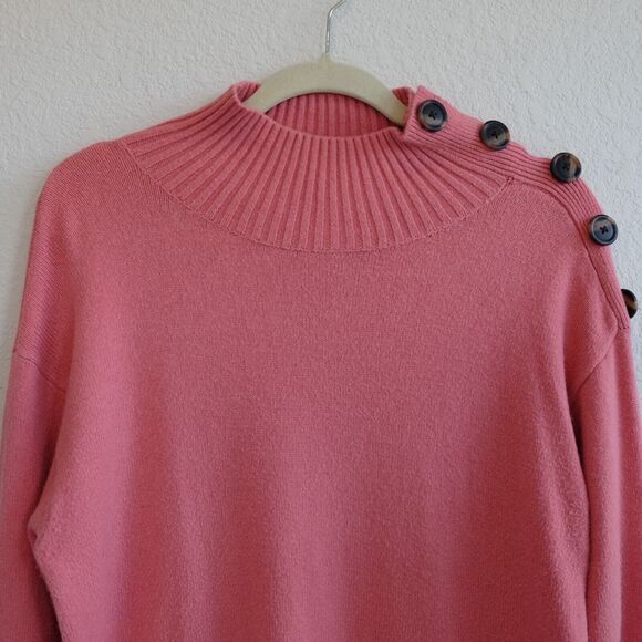 By Anthropologie Knit Sweater Women‎ Sz S Pink Button Oversized - Picture 3 of 11